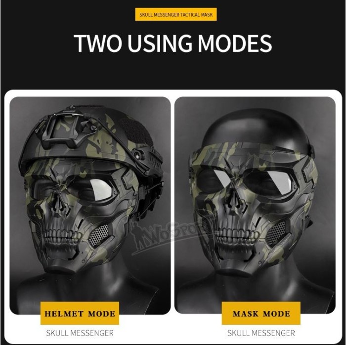 Wosport Full Face Skull Messenger Mask For Tactical Helmet Masker Airsoft - Image 9